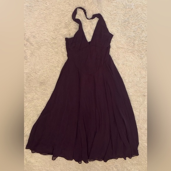 NEW HOUSE OF CB Solada Georgette Halter Grape Purple Dress sz S - Picture 2 of 9